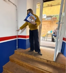 La scala all’ingresso della Casa della Socialità.