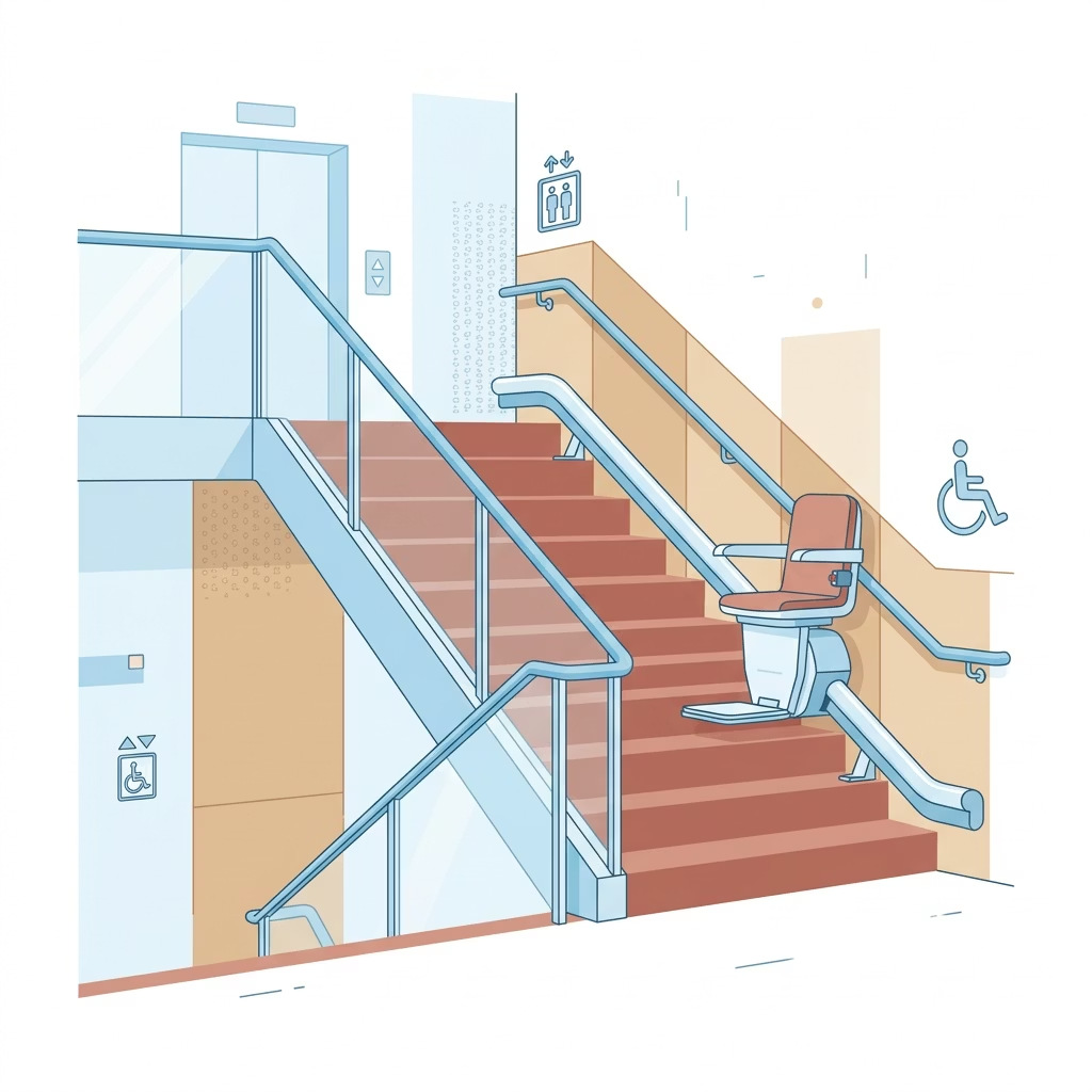 Illustrazione di una scala interna dotata di servoscala a seggiolino.